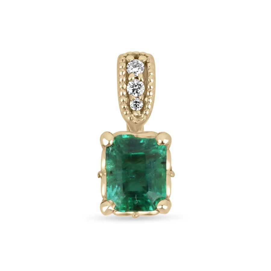 0.83tcw Emerald & Diamond 14K Yellow Gold Necklace