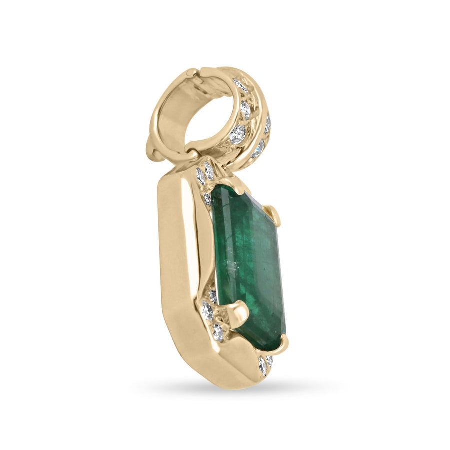 4.82tcw Statement Brazilian Dark ForestGreen Emerald 14K Gold Pendant
