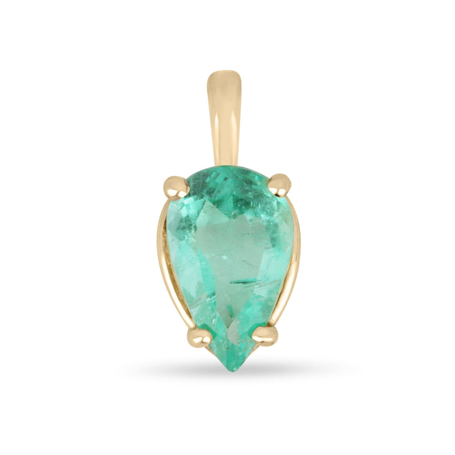 1.62cts Colombian Emerald-Pear 4Prong 14K Gold Pendant