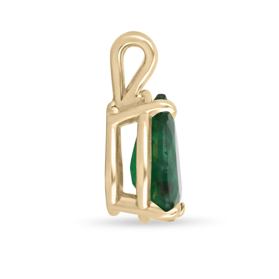 3.28cts Emerald-Pear Solitaire 14K Gold Pendant