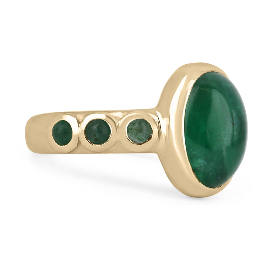 14K Cabochon Accent Shank Unisex Gold Ring