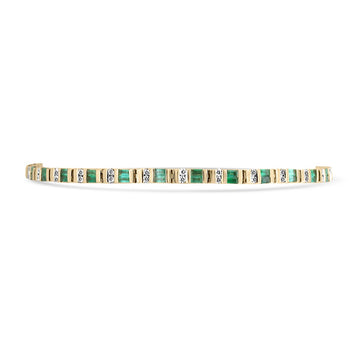2.73cw 14K Natural Emerald-Baguette & Diamond Unisex Gold Bracelet