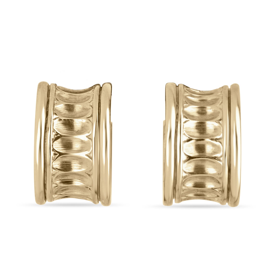 11.50mm Half Thick Hoop 14K Yellow Gold Earrings