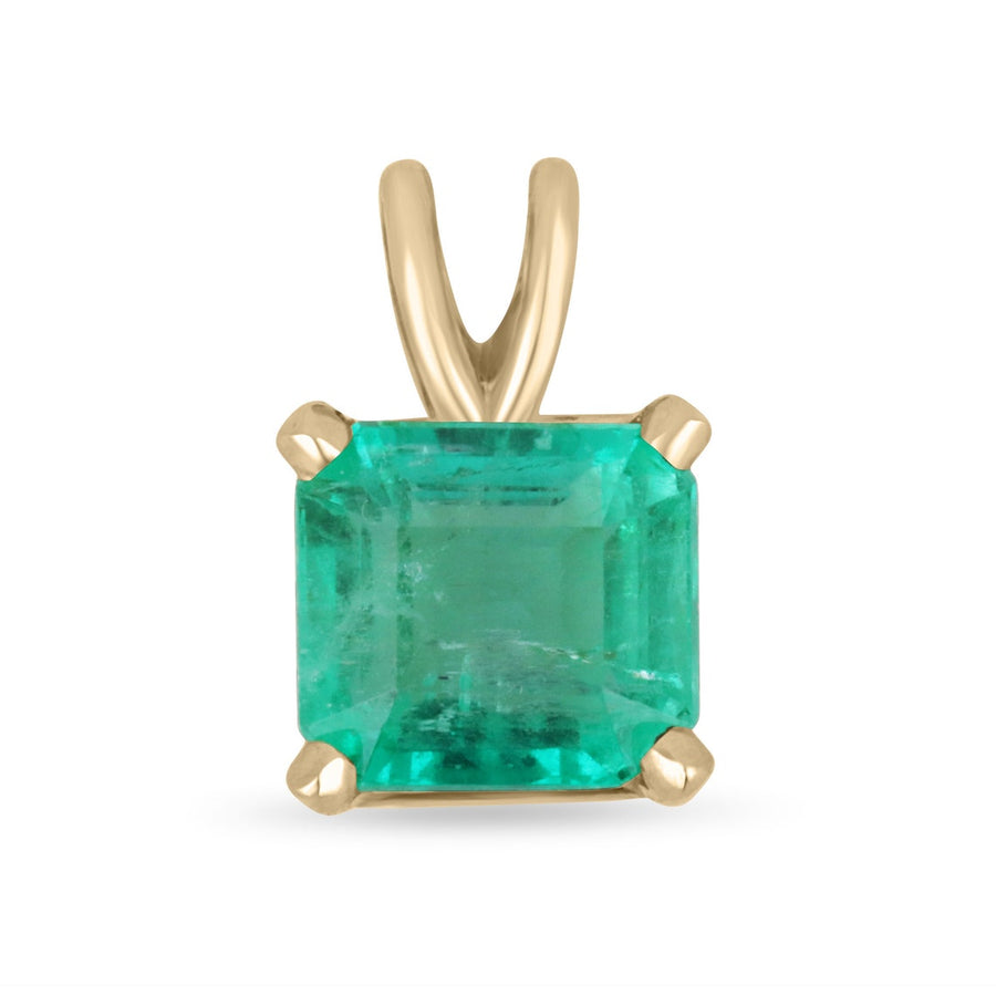 2.50cts Colombian Emerald Solitaire 4Prong 14K Gold Pendant
