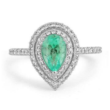 1.30tcw 14K Emerald-Pear Cut & Diamond Engagement Ring