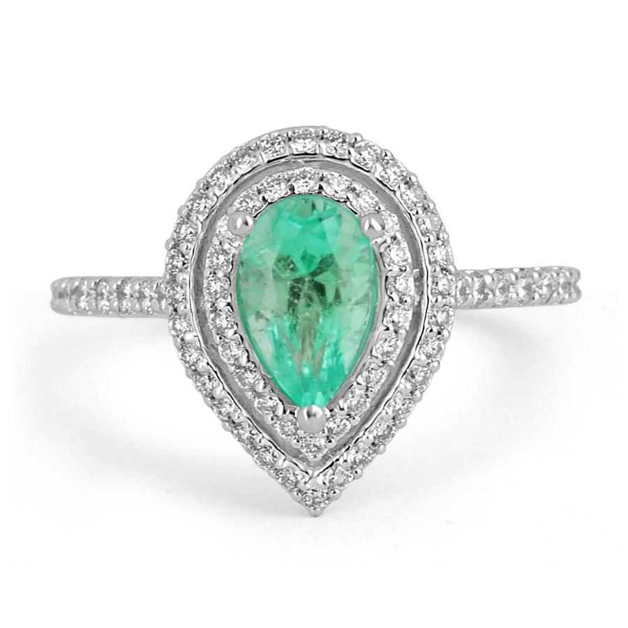 1.30tcw 14K Emerald-Pear Cut & Diamond Engagement Ring