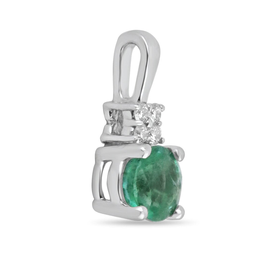 Natural Round Emerald and Diamond Pendant Charm