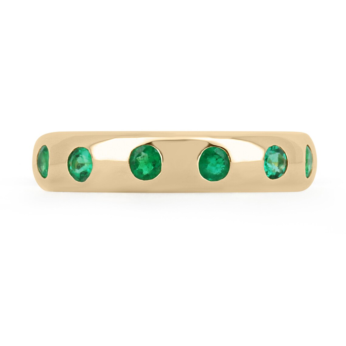 0.20tcw 4MM Natural Round Emerald Stacking Band 14K