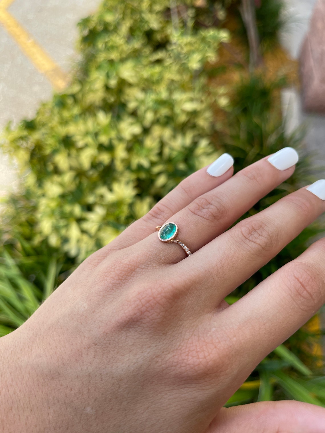 Gemstone Statement Rose Ring on Hand