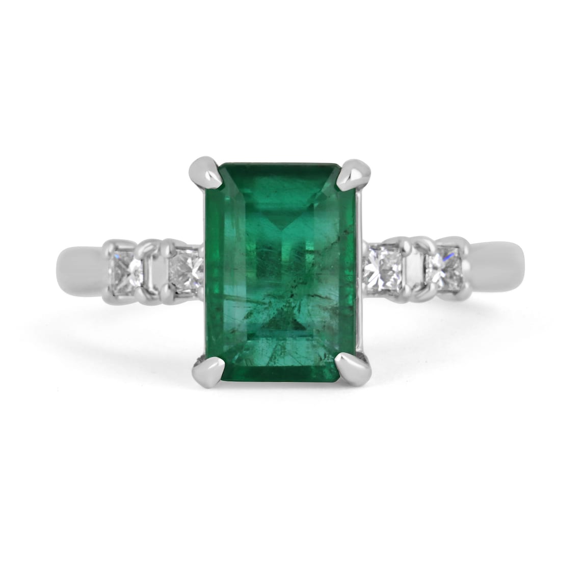 2.31tcw Natural Emerald Cut & Diamond Accent 14K - JR Colombian Emeralds