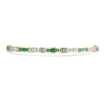 3.51tcw 14K Natural Emerald Round Cut Unisex Gold Bracelet