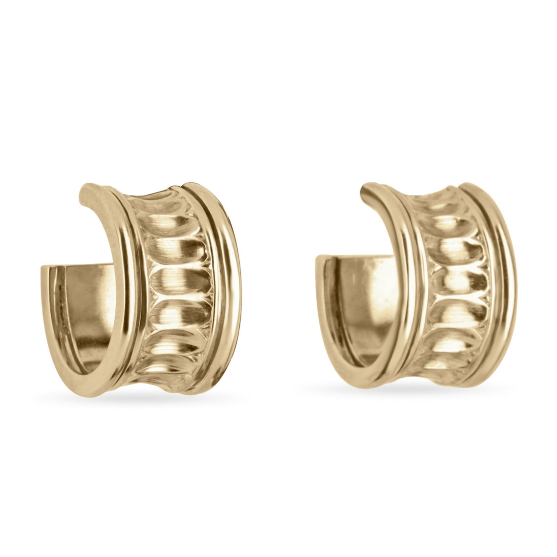 11.50mm Minimal Half Thick 14K Yellow Gold Earrings