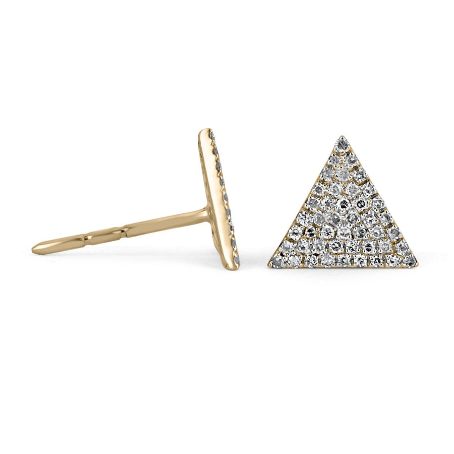 0.27tcw Emerald Triangle Diamond Stud 14K Gold Earrings