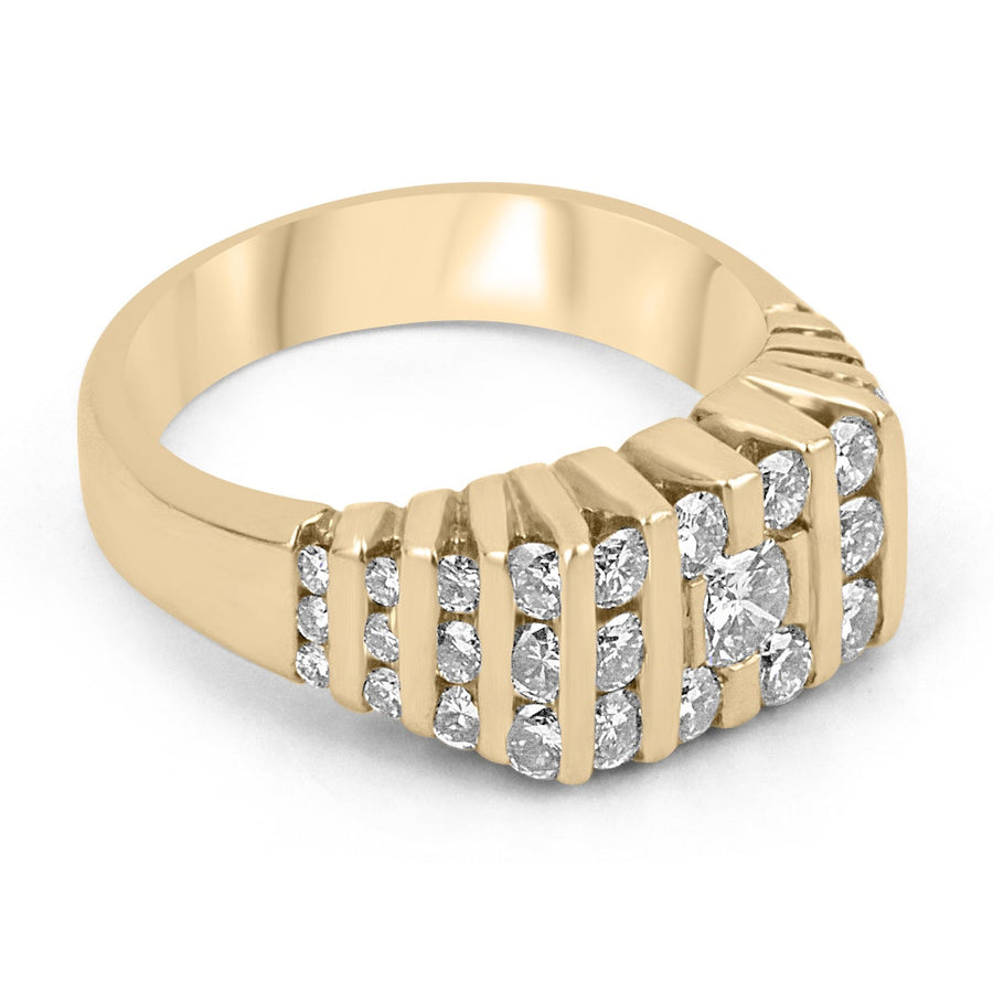 1.65tcw Diamond Cluster Round Cut 18K Bulky Gold Men's Ring