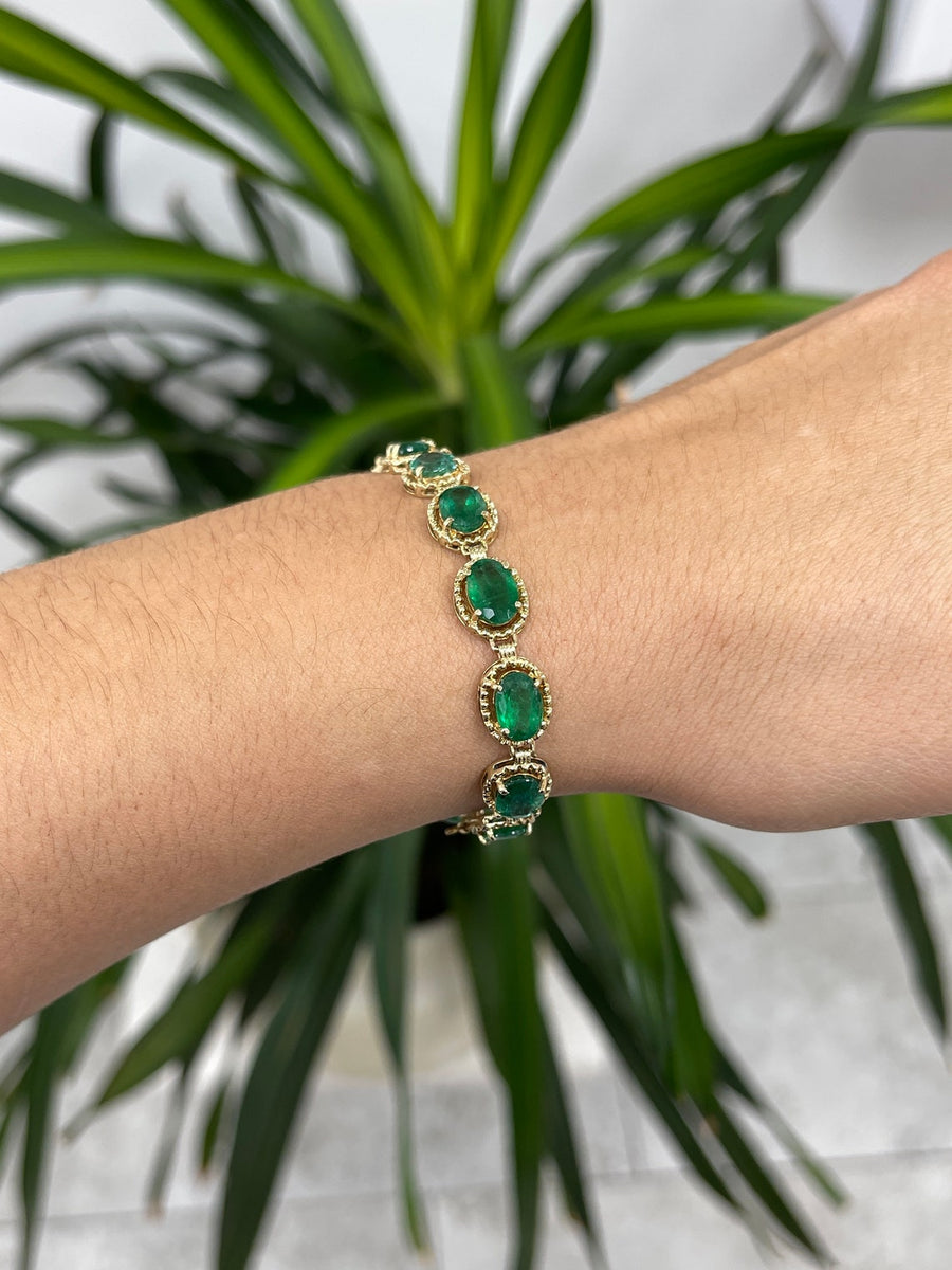 Oval Cut Emerald Bracelet on Hand
