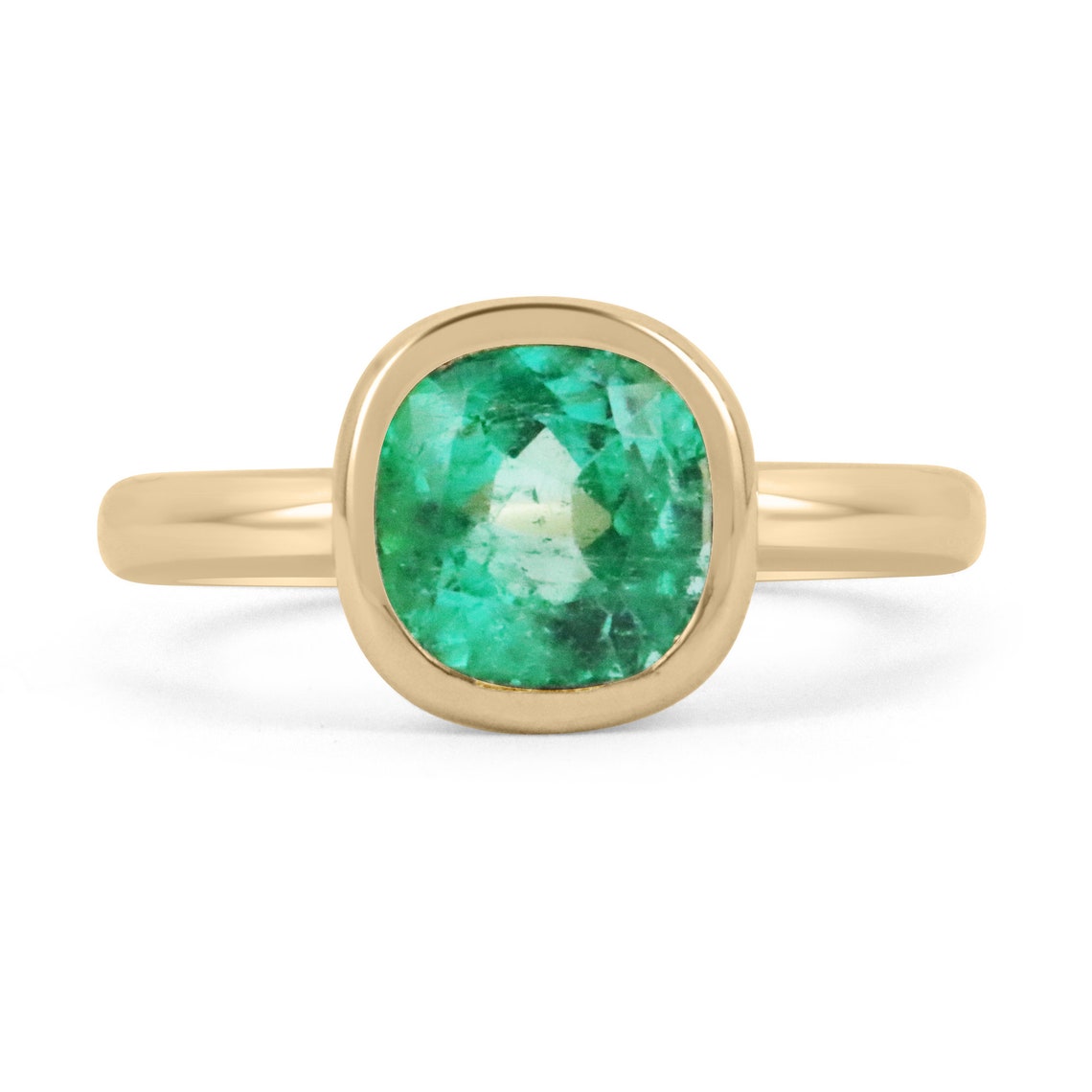 1.96cts Cushion Colombian Emerald 14K Right Hand Ring