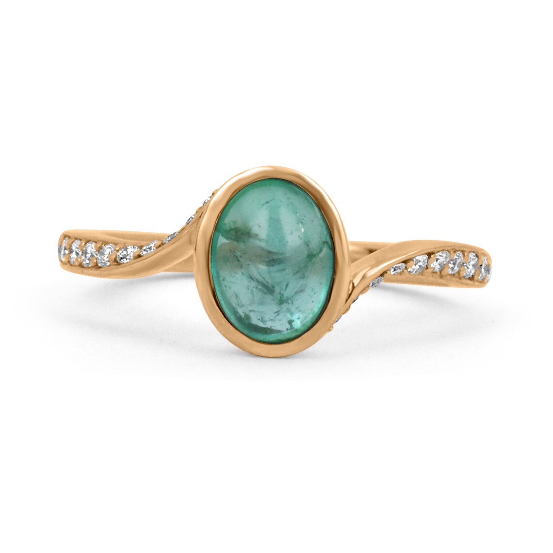 1.65tcw 14K Natural Emerald Cabochon Oval Cut Ring