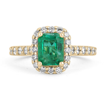 2.30tcw 14K High Quality Real Emerald & Diamond Halo Engagement Ring