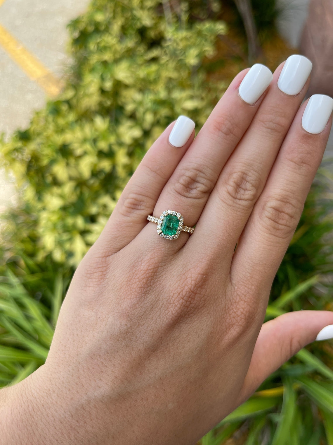 2.30tcw 14K High Quality Vivid Green Real Emerald & Diamond Halo Engagement Ring - JR Colombian Emeralds