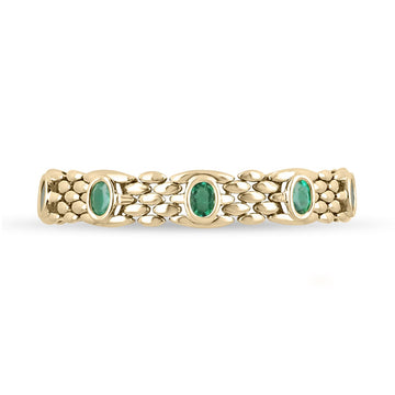 9.28tcw 14K Natural Emerald Gold Statement 9 Gemstone Bracelet