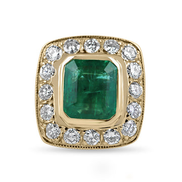 9.50tcw 14K-18K Large Heirloom Emerald Cut & VS Diamond Big Ring