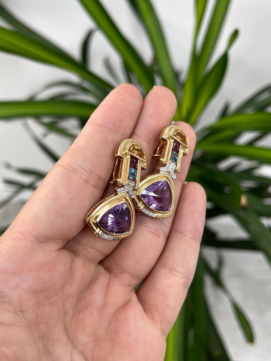 Buy Our Natural Amethyst Cluster Earrings in 14k Gold | Chordia Jewels