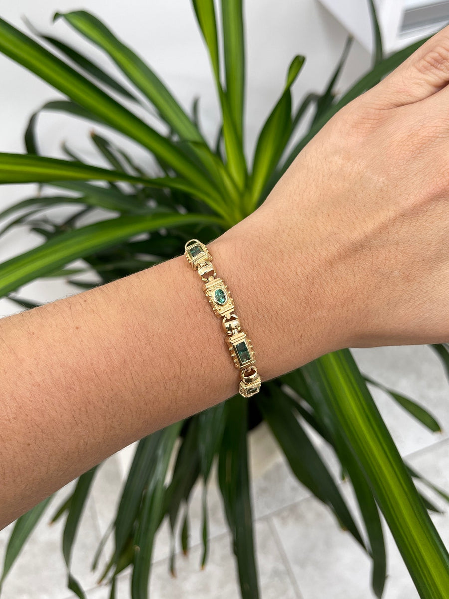 May Month Stone Emerald Gold 14K Bracelet