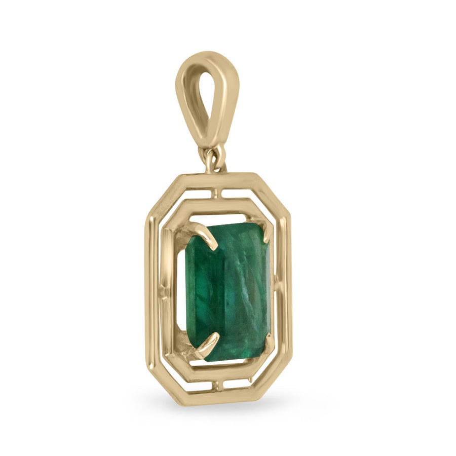 Natural Genuine Emerald Cut Emerald Necklace