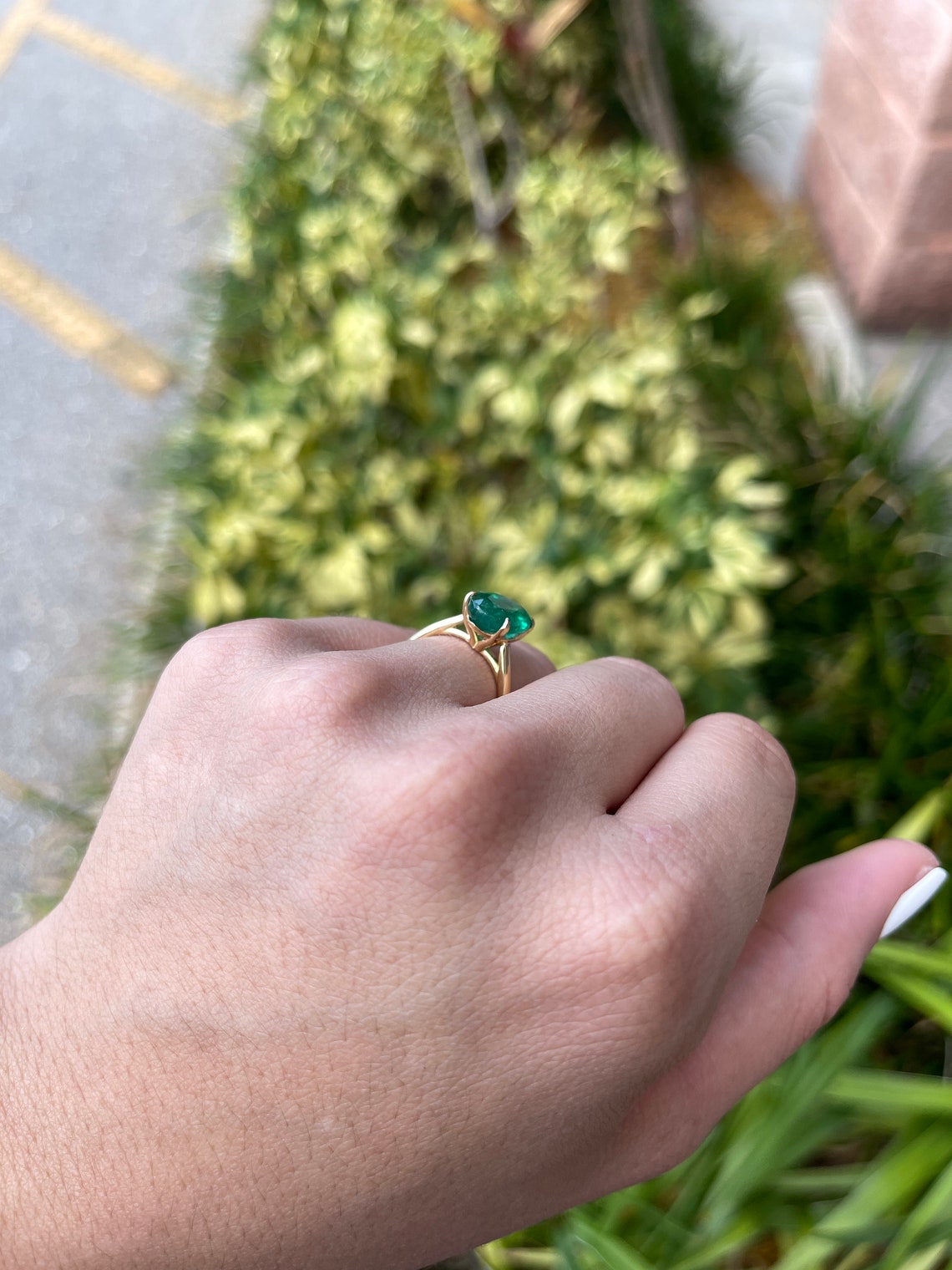 3.78ct Dark Fine Quality 18K Natural Emerald-Oval Cut Solitaire Four Prong Engagement Ring - JR Colombian Emeralds