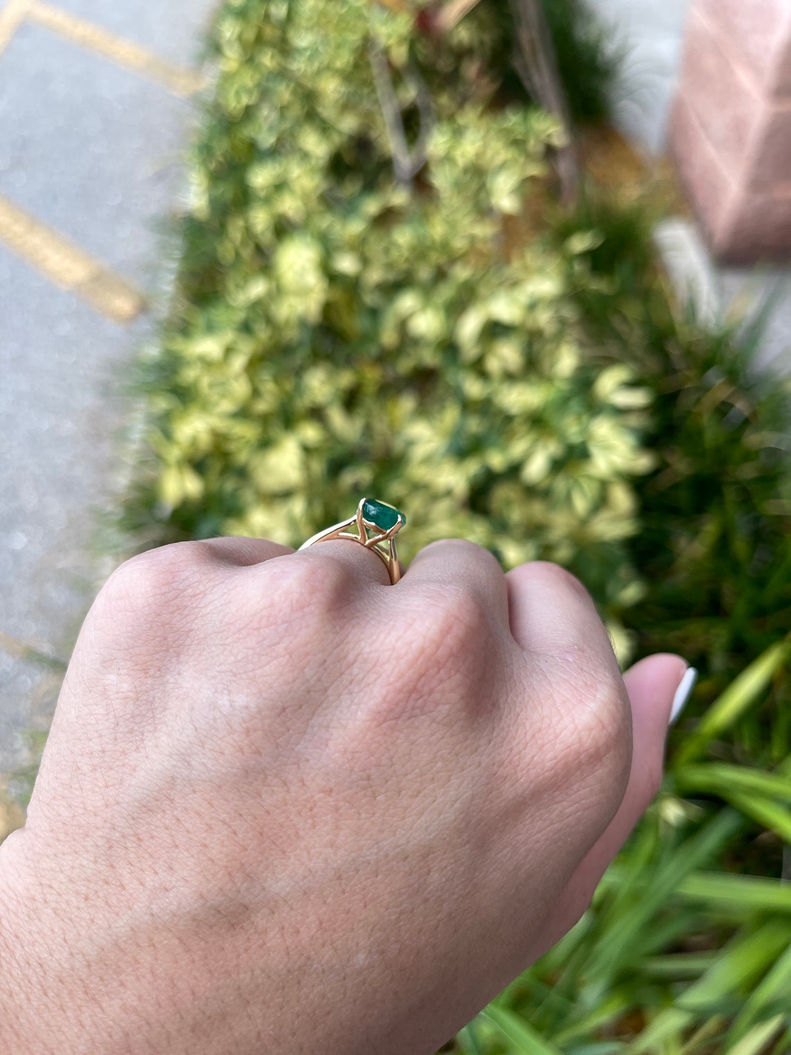 3.78ct Dark Fine Quality 18K Natural Emerald-Oval Cut Solitaire Four Prong Engagement Ring - JR Colombian Emeralds