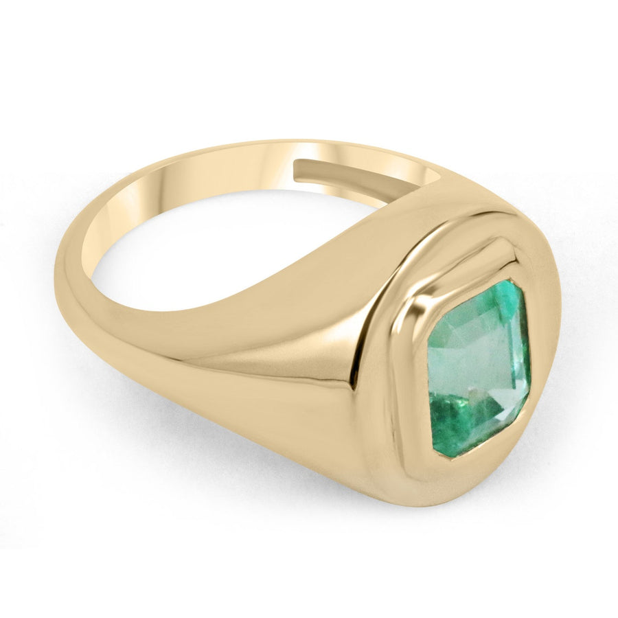 Bluish Green Emerald Cut Ring