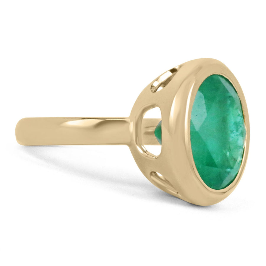 11.33 carat Angelina Jolie Inspired Round Emerald Ring 18K Yellow Gold