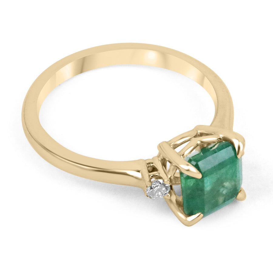 Square Emerald 14K Gold Three Stone Ring