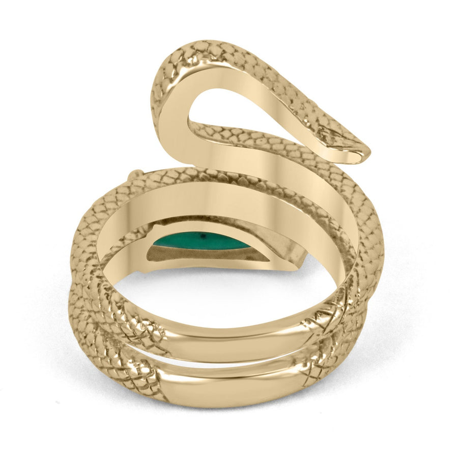 Colombian Emerald-Pear Cut Gold Wrapping Snake Ring