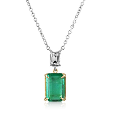 Emerald Cut Diamond Two-Toned Gold Necklace