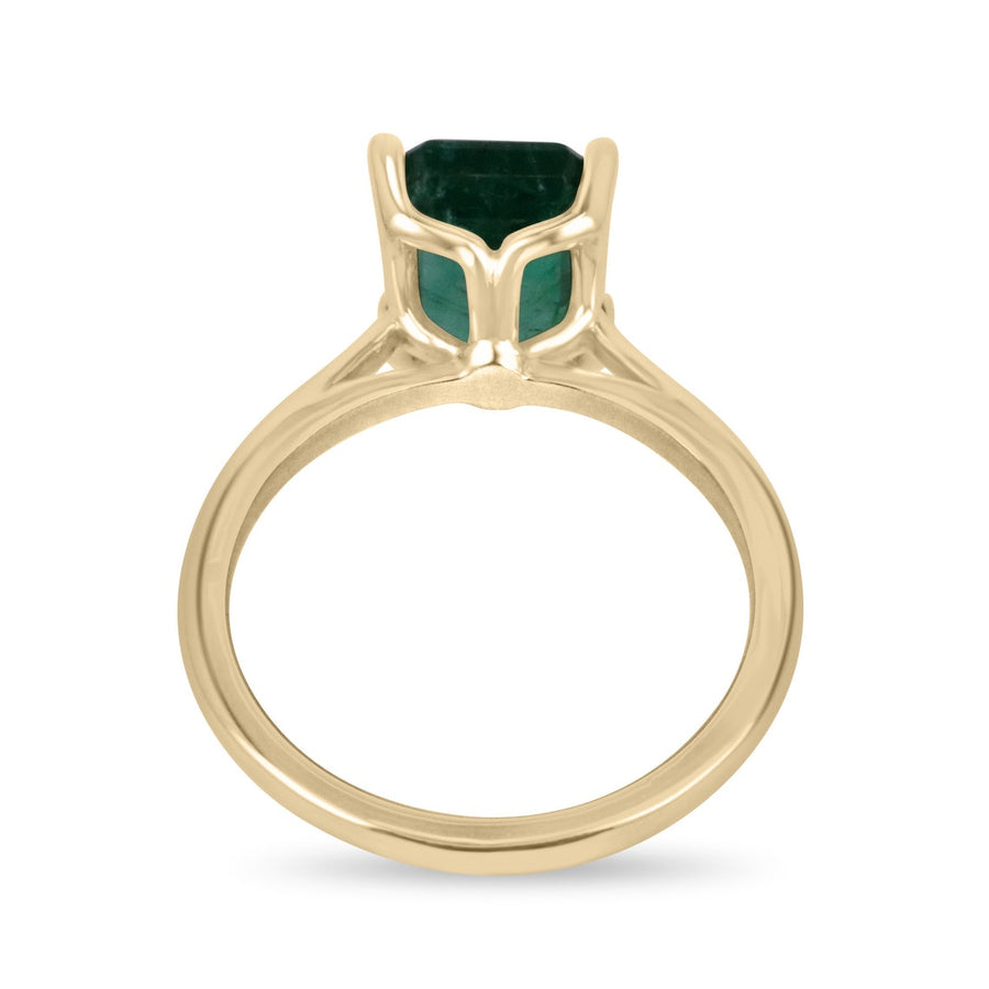 Dark Vivid Green 2.80ct 18K Natural Emerald Modern Engagement Ring