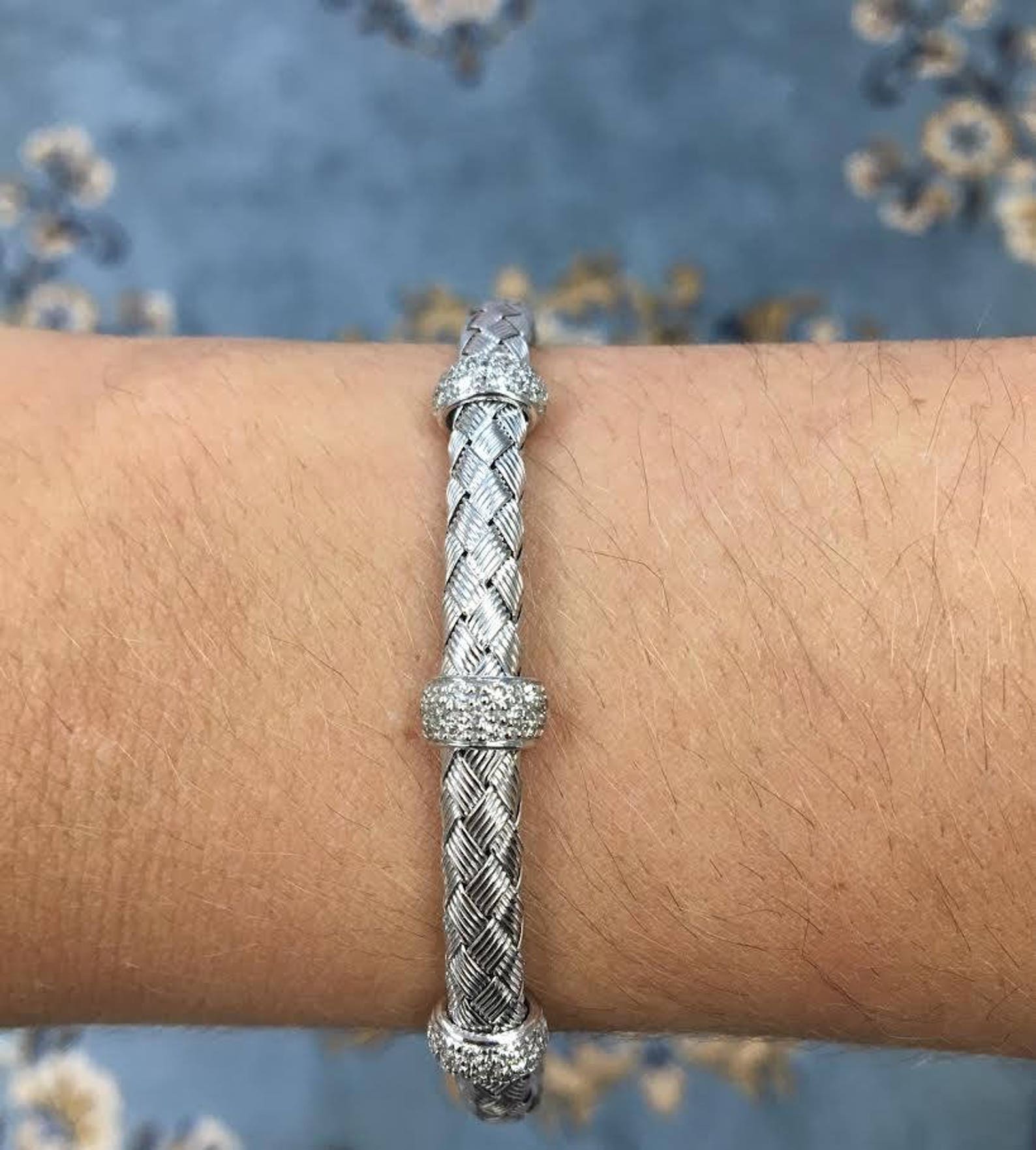 Sterling Silver and Diamond Bracelet