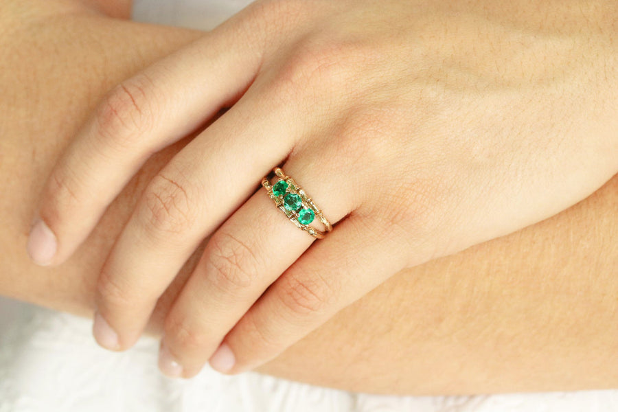Colombian Emerald Bamboo Ring