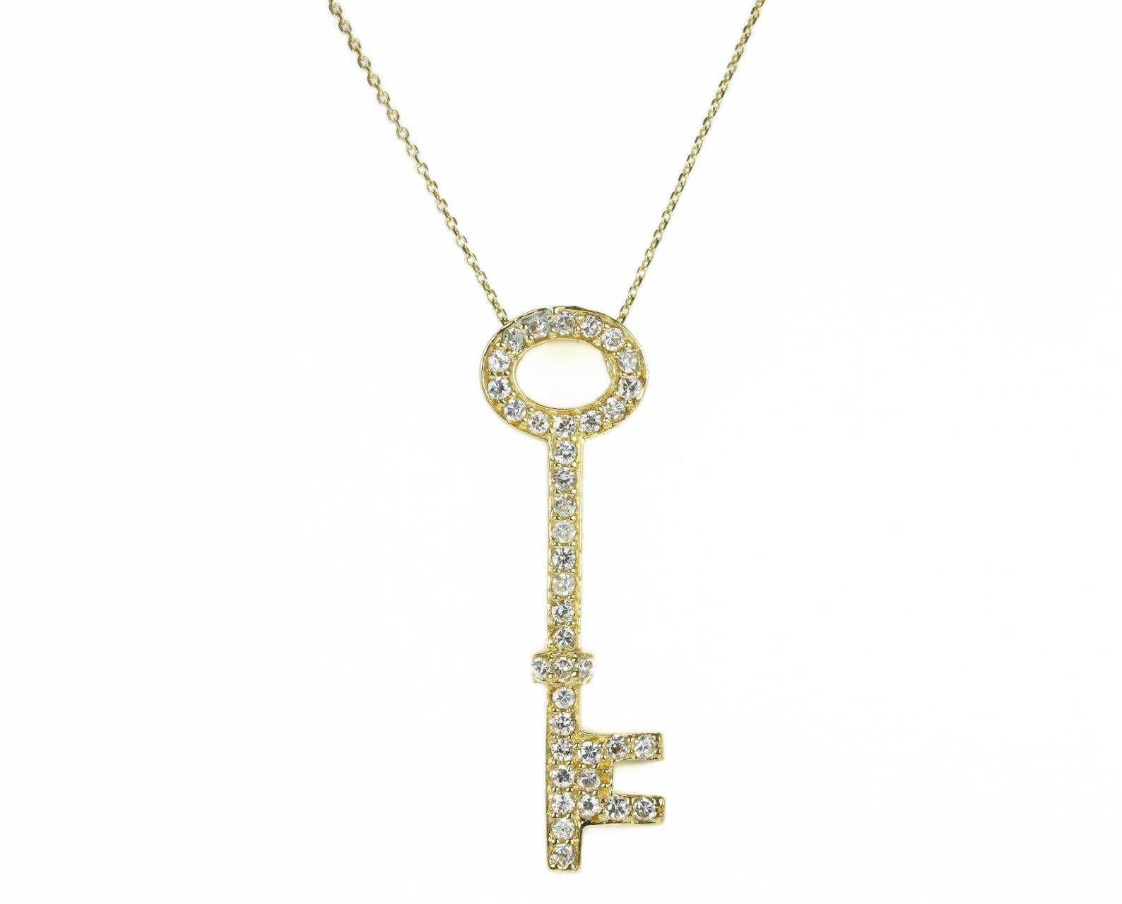 Diamond Key Pendant In Yellow Gold 14K