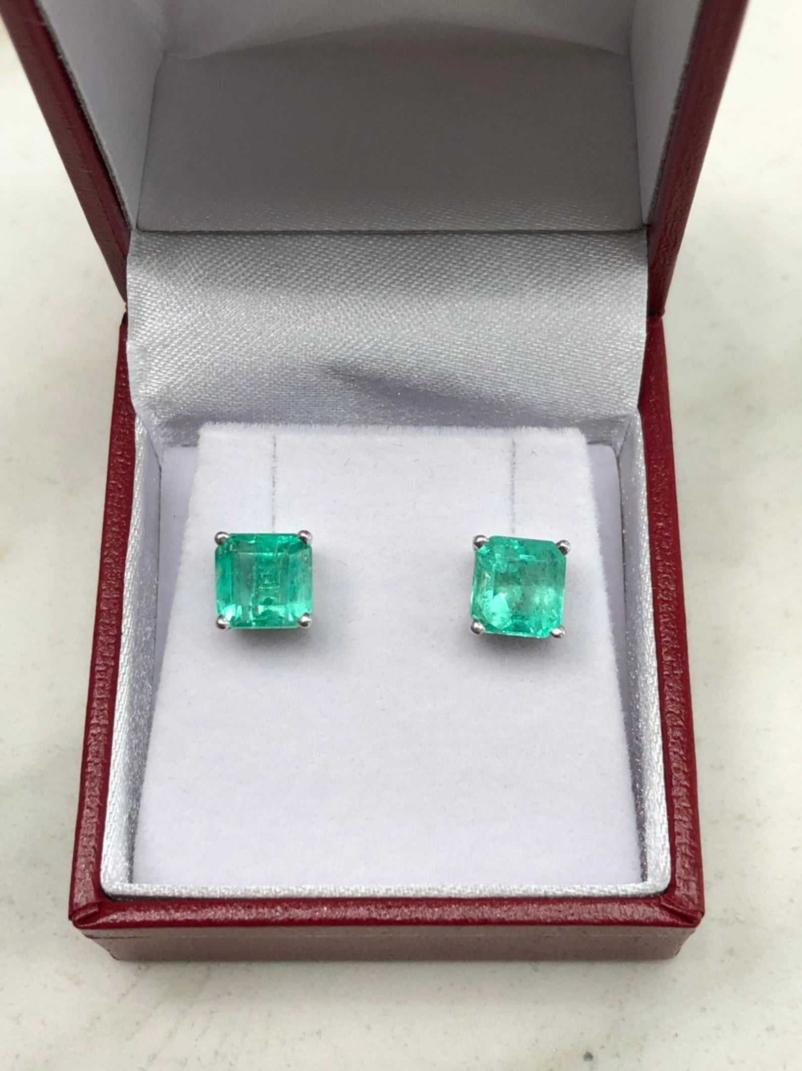 14k solid gold emerald store shape square studs earrings