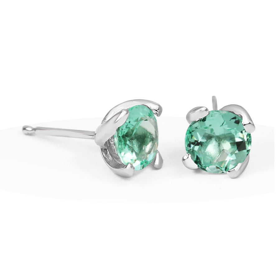 1.50tcw Round Emerald Four Prong Studs 14K