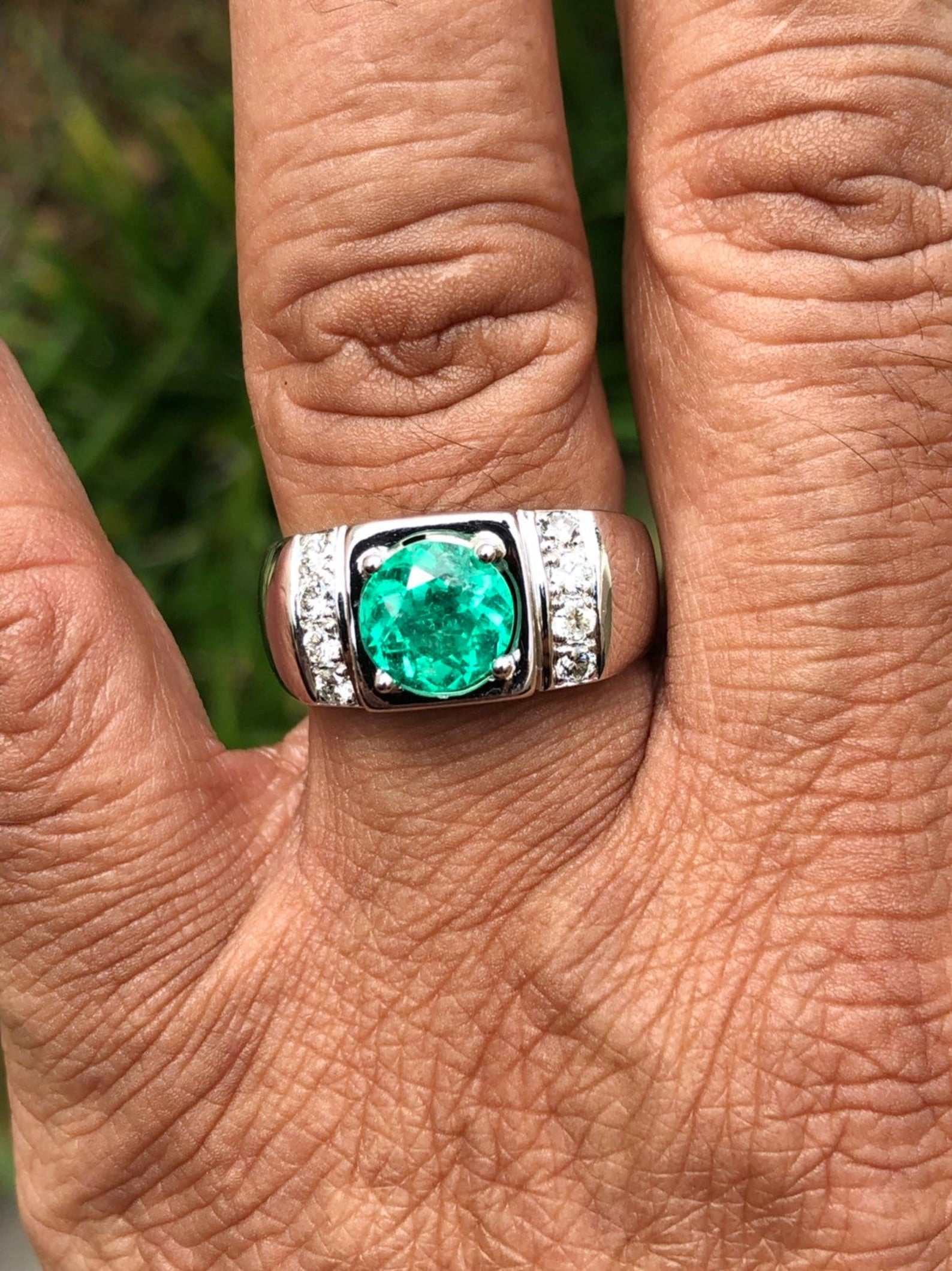 Colombian Emerald & Diamond Men's Ring