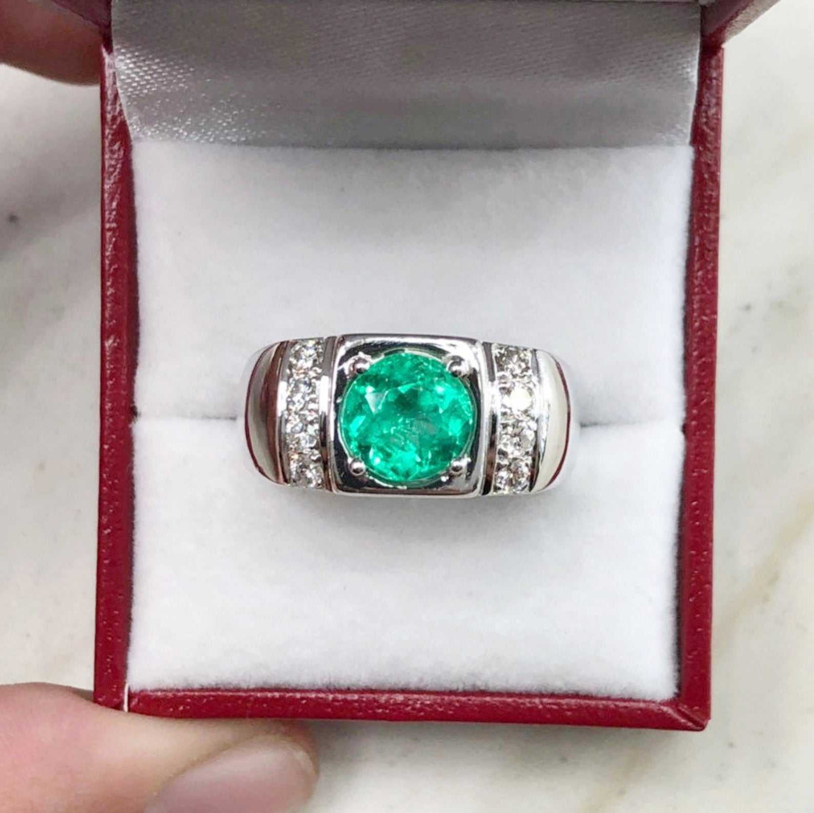 Colombian Emerald & Diamond Men's Ring