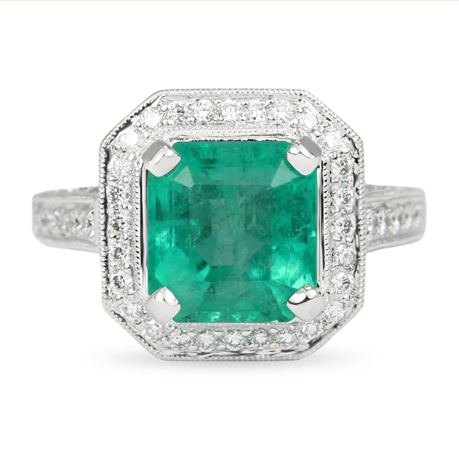 3.0tcw Genuine Colombian Emerald & Diamond Halo Engagement Ring – JR ...