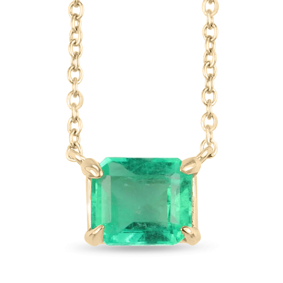 1.07 Carat East to West Emerald Cut Stationary Necklace 14K