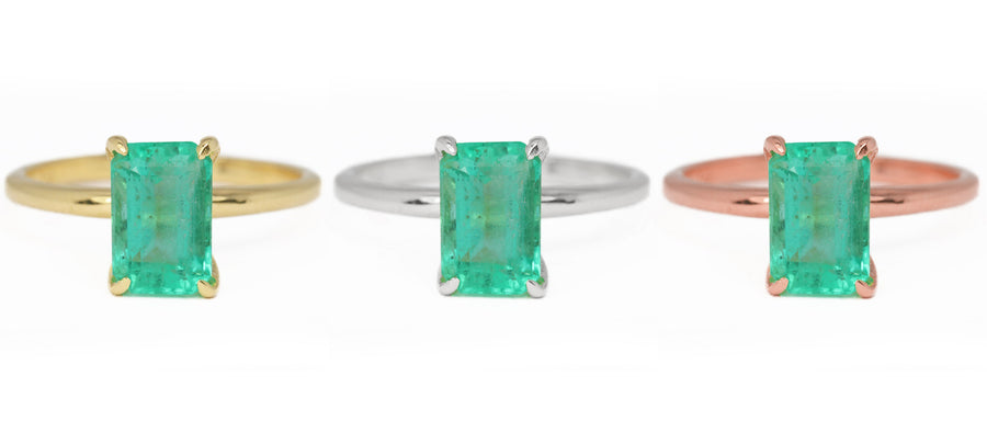 Celebrate Brilliance: 14K Gold Ring Featuring 1.50 Carat Emerald Solitaire