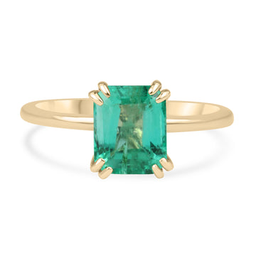 Elegance Elevated: 1.80cts Double Claw Prong Colombian Emerald Solitaire 14K Gold Ring