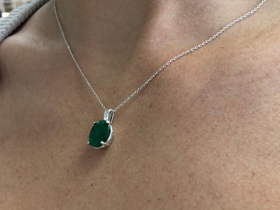 Two Tone Emerald Slide Necklace - Abracadabra Jewelry / Gem Gallery