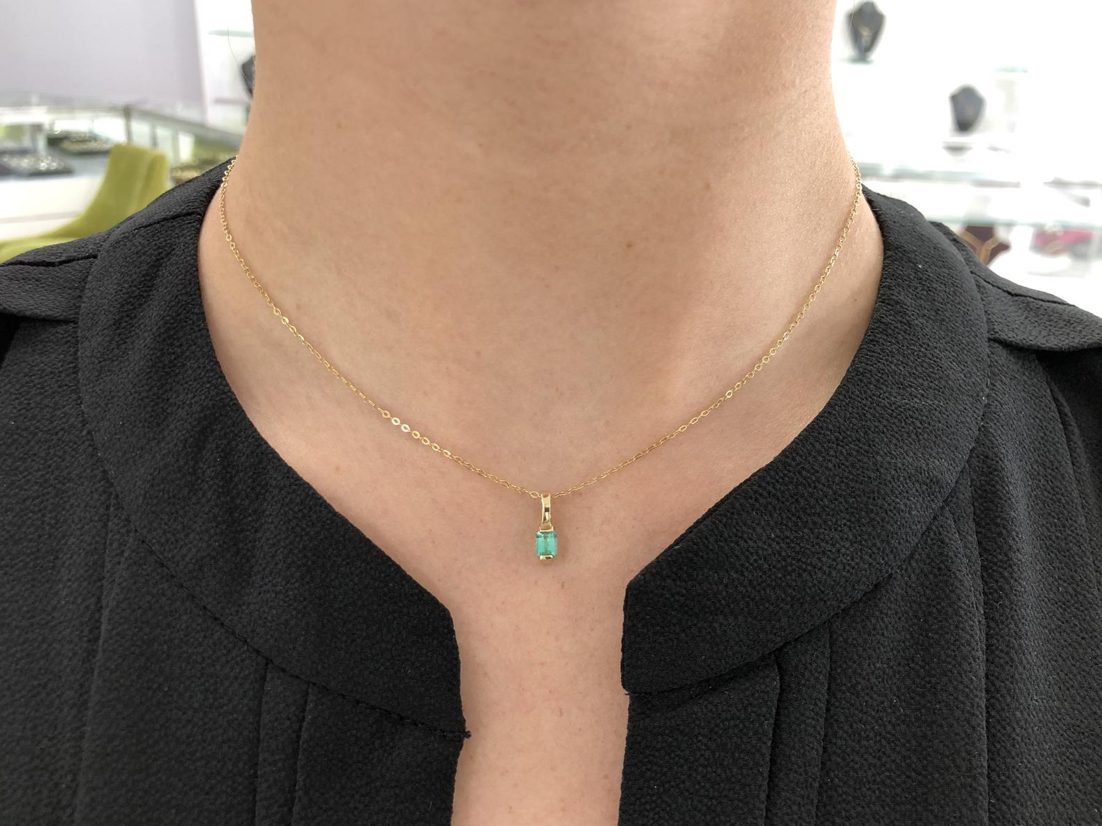 Minimalist Dainty Colombian Emerald Half Bezel  14K Gold