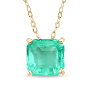 2.50 Carat Solitaire Square Colombian Emerald Slider Necklace 14K